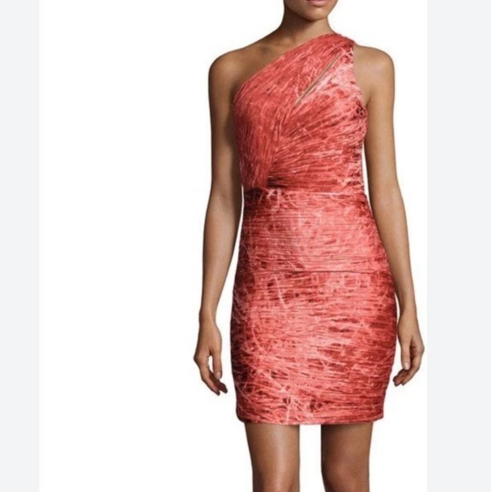 Halston Heritage One Shoulder Ruched Dress, Size 12